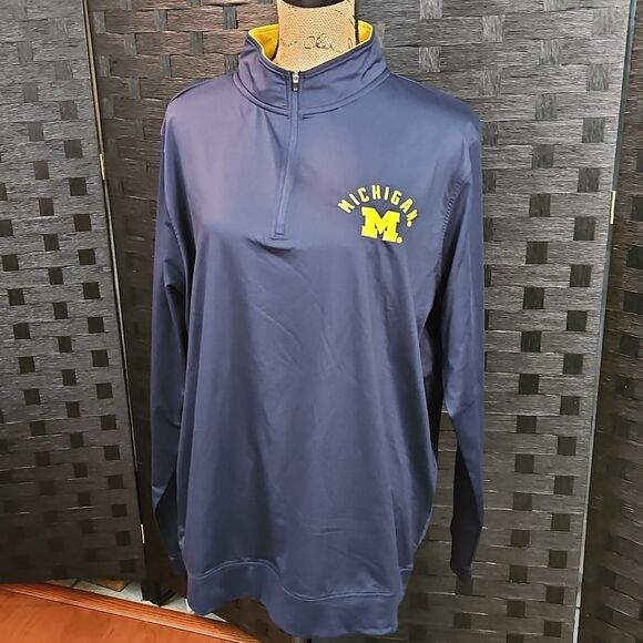 Champion Navy Blue Michigan Quarter-Zip Pullover Size Large - Picture 5 of 13